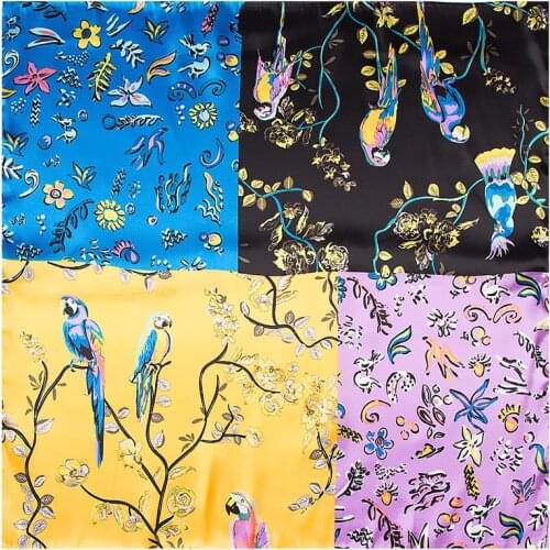 POBING Silk Scarf Women Horse Print Square Scarves Small Bandana Silk Foulards Femme Neckchief Office Lady Accessories 60*60cm