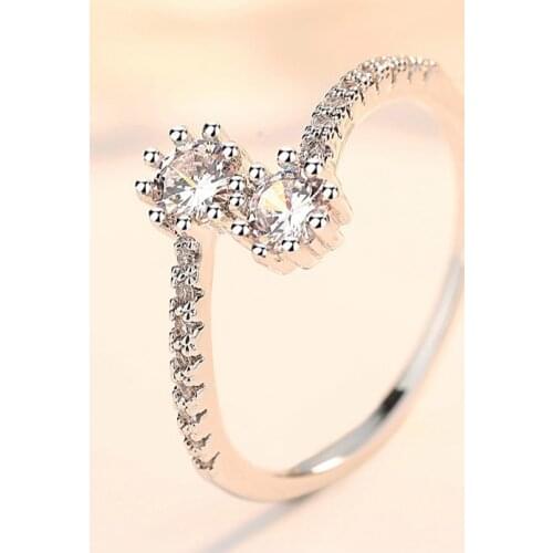 Ladies Charm Fashion Double Crystal Round Zircon Ring Creative Closed Metal Ring Colorful Decoration Party Wedding Jewelry Gift