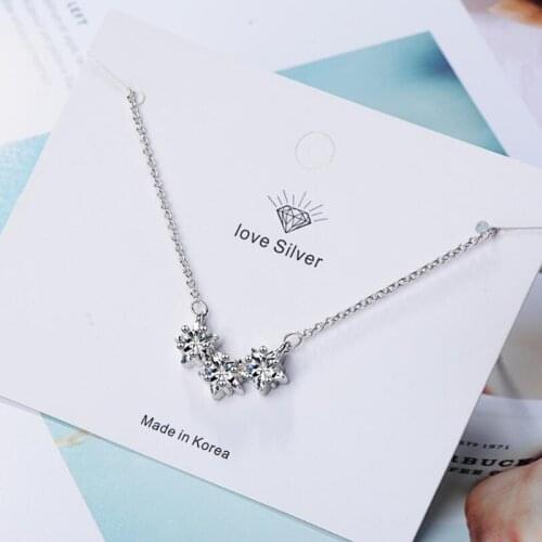 KOFSAC New Charm Shiny CZ Three Stars Necklace Female Engagement Jewelry Fashion 925 Sterling Silver Necklaces For Women Wedding