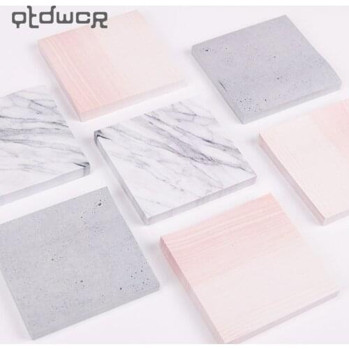 SaYing 1 Pcs Creative Marble Color Self Adhesive Memo Pad Cute Stone Style Sticky Notes Bookmark School Office Stationery Supply