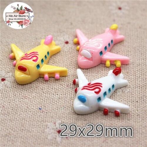 10pcs Resin kawaii cartoon plane flat back Cabochon Art Decoration Charm Craft 29mm