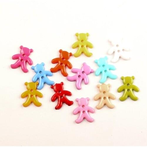 100Pcs Mixed Acrylic Bear Sewing Buttons For Clothes Scrapbooking Decorative Needlework Botone Handicraft DIY Accessories