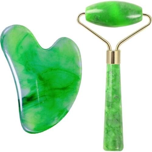 2PCS Roller Massager Single Head Natural White Jade Stone Slimming Body Face Arm Reduce Cellulite Anti-Aging Beauty Care