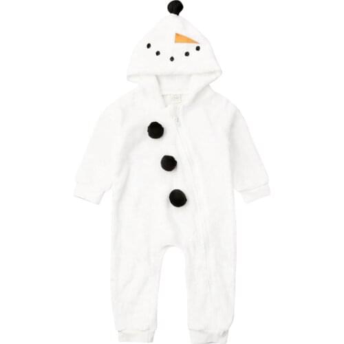 2019 Brand Cute Newborn Infant Baby Boy Girl Snowman Romper Winter Warm Zipper Jumpsuit Fleece Costume Outfit New