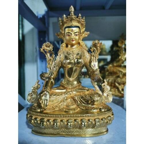 31CM Large HOME Family Effective Bless gilding Buddha statue HOME family Temple Tibet Nepal White Tara Avalokitesvara Buddha