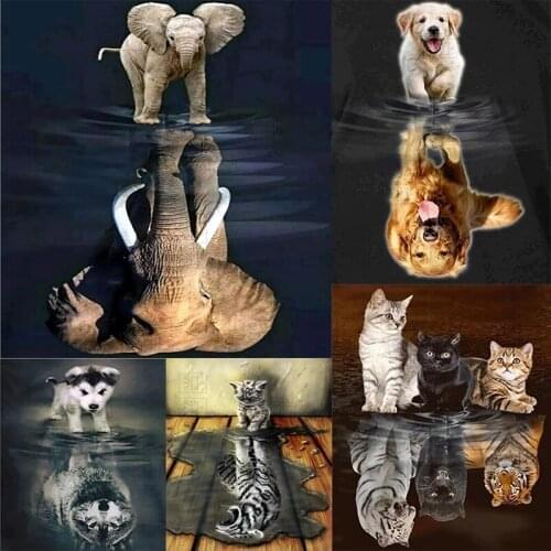 5D Diamond Painting Cat Tiger Diy Round Full Diamond Embroidery Animal Inverted Image Cross Stitch Set Home Decoration Gift