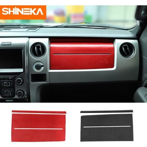 Carbon Fiber Accessories Car Co-pilot Airbags Panel Dashboard Decoration Cover Stickers Fit For Ford F150 Raptor 2009-2014