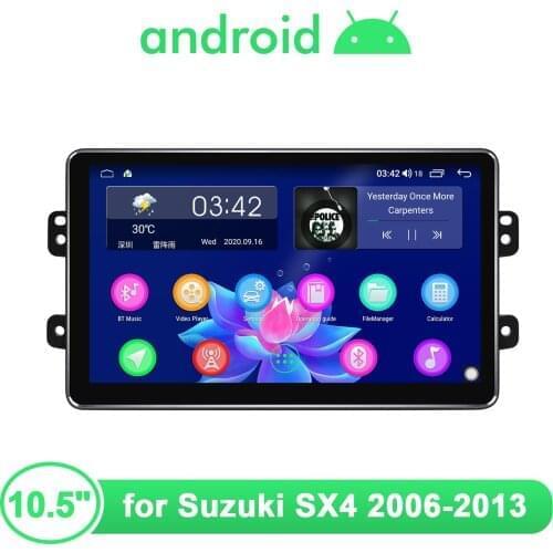 1din Radio Android Car Stereo 10.5" Central Multimedia Players Car Intelligent System Wireless Carplay For Suzuki SX4 2006-2013