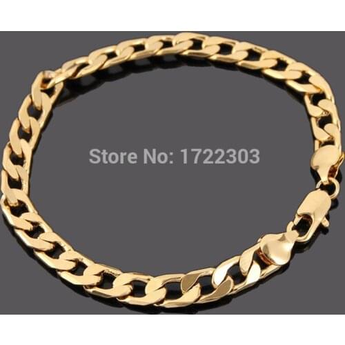 Bangrui Gold filled Link Chain Bracelet Hip Hop Jewelry Fashion Gift 21CM Cuban Link Chain Men Bracelets Wholesale