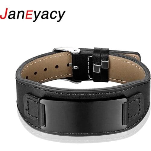 Punk Men Jewelry Black/Brown Leather Bracelet Stainless Steel Watch Buckle Fashion Bangles Freely adjustable size 16.50-21.50cm