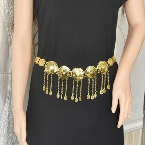 Egypt Gold Metal Belly Dance Waist Chains for Women Gold Silver Color Metal Dance Dress Belt Chain Female Indian Body Jewelry