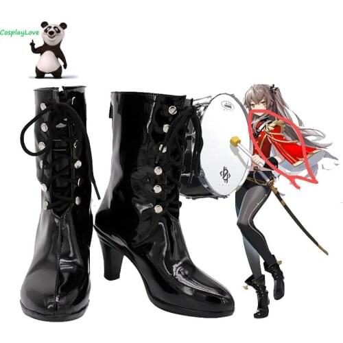 CosplayLove Girls Frontline UMP9 Black Shoes Cosplay Long Boots Leather Custom Hand Made