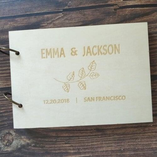 Wooden Custom Name Date Personalized Guest Book Ideas Wood Rustic Wedding Guestbook Bridal Shower Wedding Memory Book Album