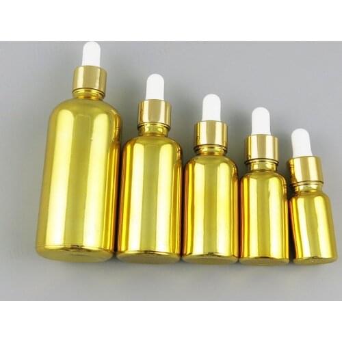 12 X 5ml 10ml 20ml 30ml 50ml 100ml gold glass dropper bottle High temperature gold plated glass vial