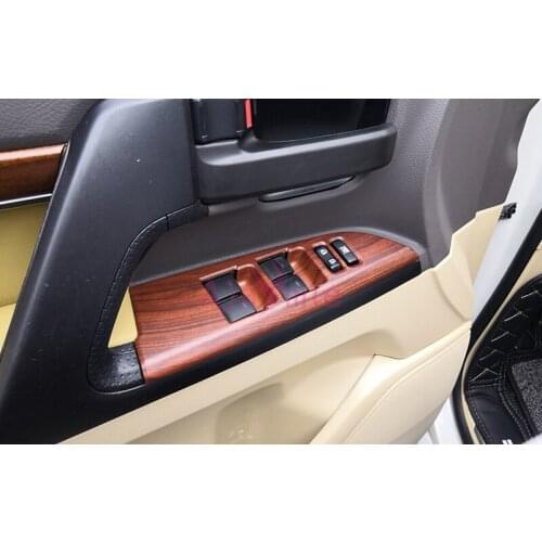 Inteiror Wooden Window Glass Switch Cover Trim 2016 2017 Car Styling For Toyota Land Cruiser 200 Accessories