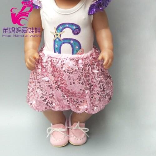 Doll dress for 43cm baby dolls clothes 18 inch doll Shining pink dress bow headband accessories