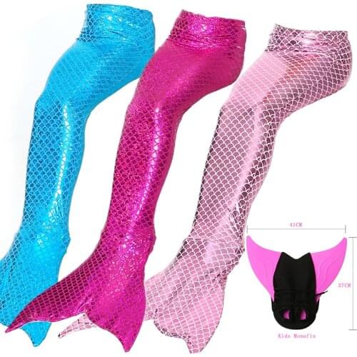 Swimmable Mermaid Tail Swimsuit with Fin / Monofin for Kids Girls Women Mermaid Dress Costume Holiday Bathing Suit C30C23