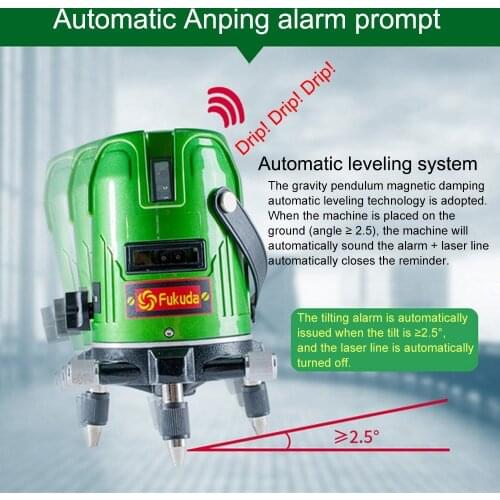 Fukuda Green Laser Level EK-469GJ 5 Lines 360 Rotary Lazer Line Lithium-ion Battery Cross Line Level Free Shipping 532nm