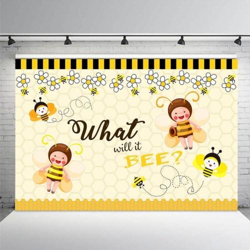 Mehofoto Gender Reveal Theme Party Photo Backdrops Baby Shower Newborn Background Photography Yellow Flowers Bee Backdrop Studio