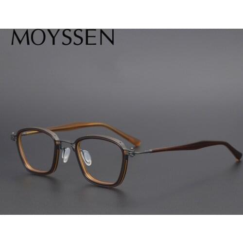 Japan Handmade Mens Acetate Titanium Small Square Frame Eyeglasses Brand Design Vintage Women Literary Optical Myopia Glasses