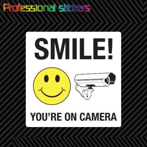 Smile You Are on Camera Sticker Decal Self Adhesive Vinyl Shop Window Cctv for Car,RV,Motorcycle,Laptops,office Supplies