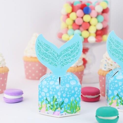 New Pretty Mermaids Favor Box Candy Box Gift Box Cupcake Box Boy Kids Birthday Party Supplies Decoration Event Party Supplies