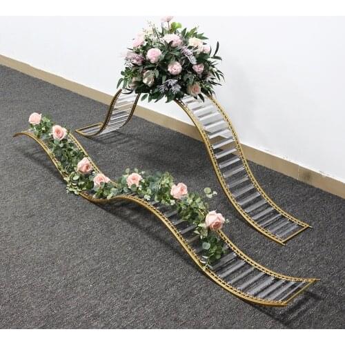 New wedding flower stand Crystal wave S-shaped ever-changing big wave grid road lead iron art wedding golden decoration