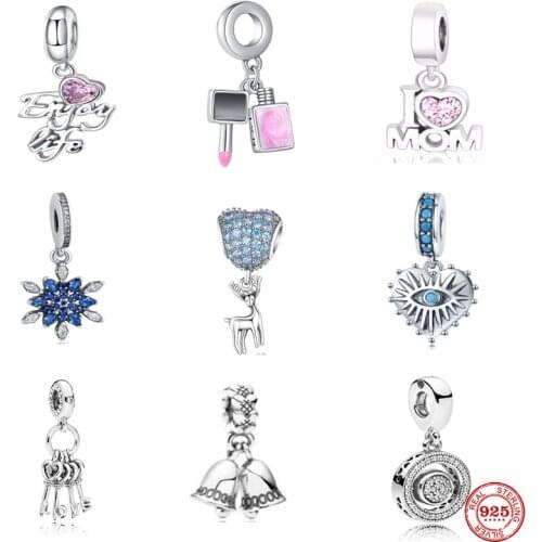 2021 New 925 Sterling Silver Mom & Eye Colorful Heart Flower Pendant DIY Fine Beads Fit Original Pandora Charm Bracelet Jewelry