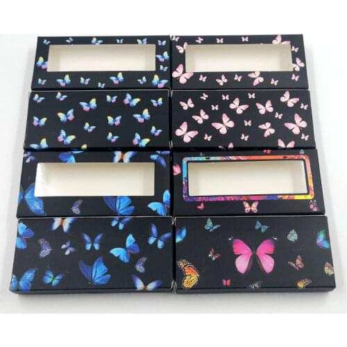 NEW 50/100pcs Carton Paper Packing Box for 25mm long EyeLash Wholesale Bulk Pretty butterfly Lashes Storage Packaging makeup