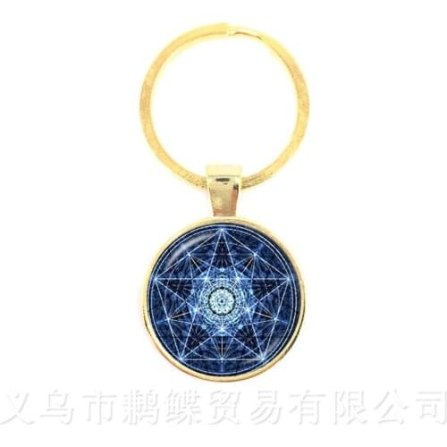 New Supernatural Pentagram Glass Keychains Gothic Pendant Satanism Evil Occult Pentacle Jewelry Pagan Charm Gift
