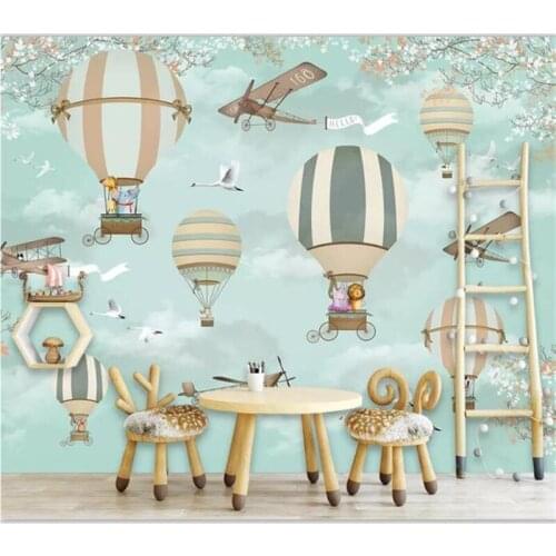 Beibehang Wallpaper custom large-scale cartoon hot air balloon background wall childrens room decorative painting wallpaper