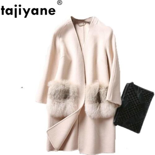 Real Coat Fur 100% Double-sided Wool Jacket Winter Jacket Women Clothes 2021 Fox Fur Pocket Korean Elegant Long Coat ZT571