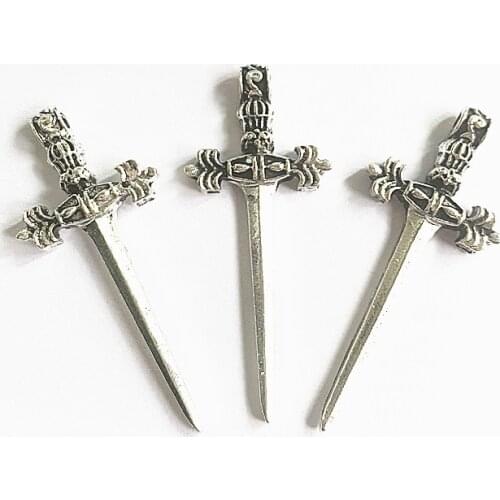 10X 42x18mm Gothic Antique Sword Charms Vintage Bronze Silver Color Tone Pendants Gothic Style Jewelry Diy Handmade Accessories