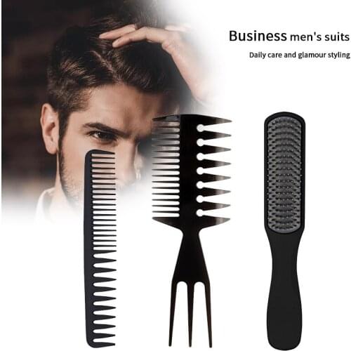 Popular new style mens oil head beard comb massage hair care styling tool hairdressing wide tooth comb set gift home combing