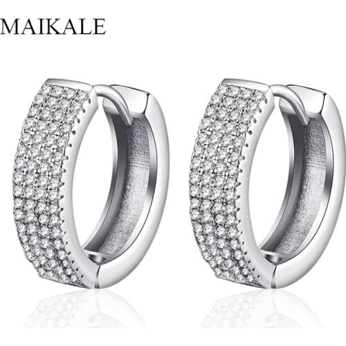 Luxury Cubic Zirconia Round Circle Earrings Gold Silver Color CZ Small Hoop Earrings for Women Girls Temperament Jewelry Gifts