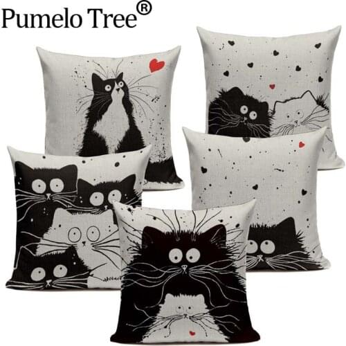 Cartoon images Black and White Cushion Cover Home Office Sofa Square Cat Pillow Case Decorative Cushion Covers Pillowcases