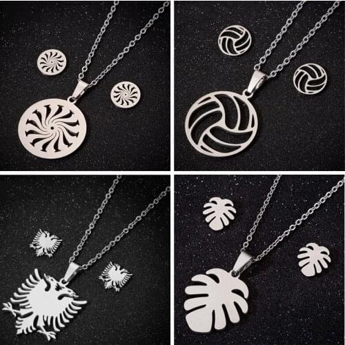 Sasusp Circular Pattern Cartoon Volleyball Leaves Phoenix Pendants Necklaces Chain Choker Necklace For Women Kids Jewelry Gifts