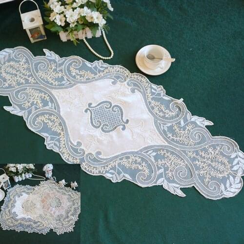 2Size Modern lace tablecloth table flag table mat coffee table dresser bedside table cover cloth wedding Christmas decoration