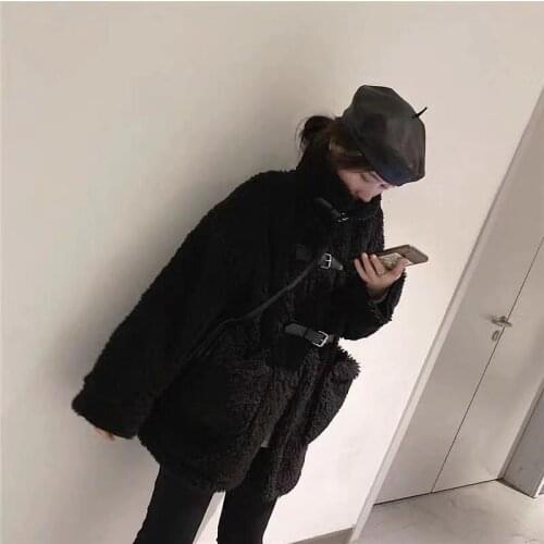 JS385J-2019 black high-end loose jacket temperament outerwear woman