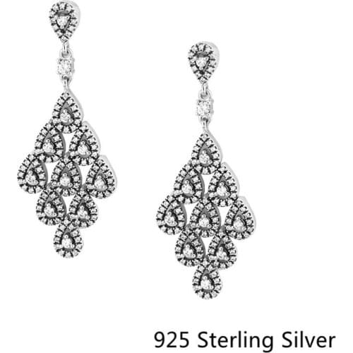 CKK 925 Sterling Silver Cascading Glamour Drop Earrings For Women Original Fashion Jewelry Anniversary Gift