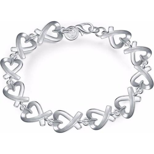 Hot 925 sterling silver bracelet is not sensitive lobster buckle fashion ROLO chain heart-shaped bracelet ladies jewelry