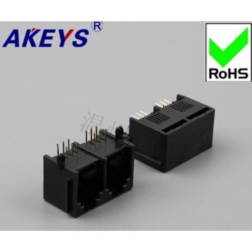 10PCS 5521-2 Connection-6P6C-Band-90 Degree-Black-RJ11RJ45 5224 Network Socket Horizontal Lateral Insertion