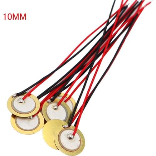 10pcs/lot 10mm Piezo buzzer Sounder Sensor Trigger Drum Disc With Wire Copper Piezo buzzers For buzzer Loudspeaker DIY