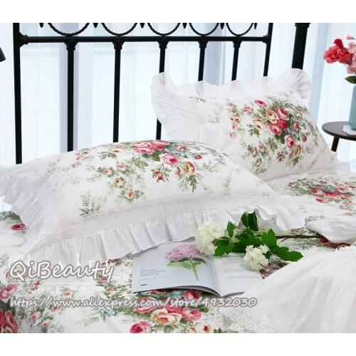 2 pcs Nordic style garden wind lotus leaf lace cotton single pillow case a pair of Princess pilot 48x74cm