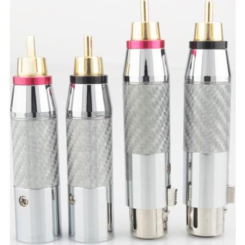 2Pcs Carbon Fiber Balanced Male Female XLR Plug to RCA Plug Hi-Fi Plug Connector XLR 3 Pin Female to RCA male Audio Jack Adapter