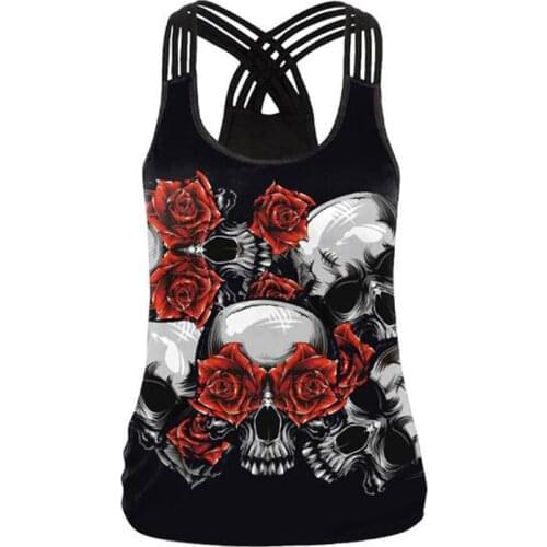 2020 Summer Black Gothic Skull Head Women Tank Tops Vest Female Sleeveless Top Sexy Fashion Plus Size Horror Skinny Clothing