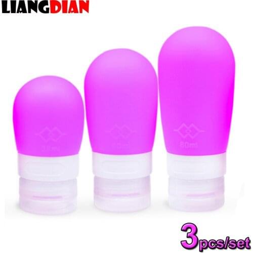 3pcs/set Portable Makeup Silicone Squeeze Refillable Bottles For Lotion Shampoo Shower Gel Traveling Packing Container Tool