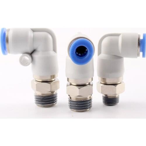 4mm 6mm 8mm 10mm 12mm M5 M6 1/8" 1/4" 3/8" 1/2" BSP Male Thread Elbow One Touch Air Pneumatic Fitting Quick Rotary Connector