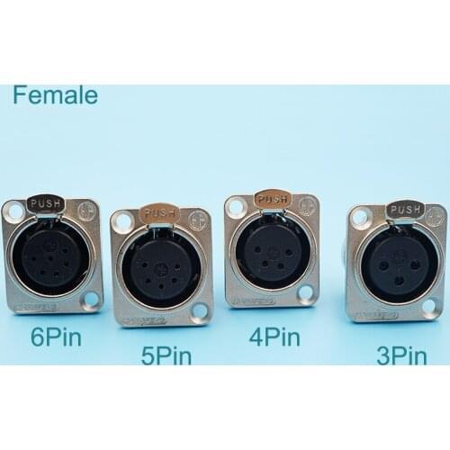 50pcs Metal 3Pin 4Pin 5Pin 6Pin Xlr Speaker Connector Socket Cannon Female Plug Xlr Audio Amplifier Connector Balance Male Jack