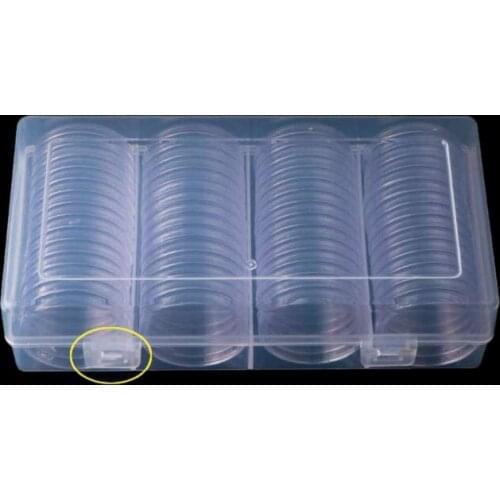 60 Pcs Clear Round 41mm Direct Fit Coin Capsules Holder Display Collection Case With Storage Box For 1 oz American Silver
